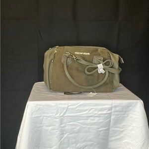 Suede and leather olive green bag